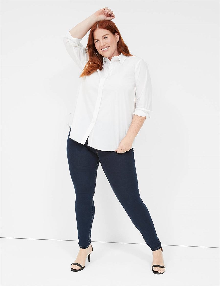 Dámské Košile Lane Bryant Relaxed Button-Down Boyfriend Bílé | HBV729DD