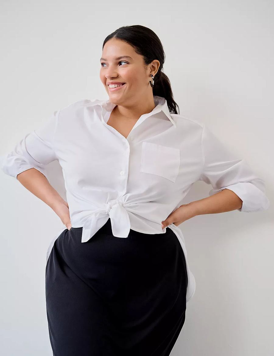 Dámské Košile Lane Bryant Relaxed Button-Down Boyfriend Bílé | HBV729DD