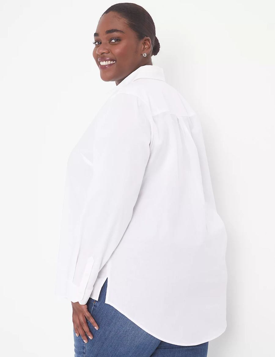 Dámské Košile Lane Bryant Relaxed Button-Front Boyfriend Bílé | FPY1219EG