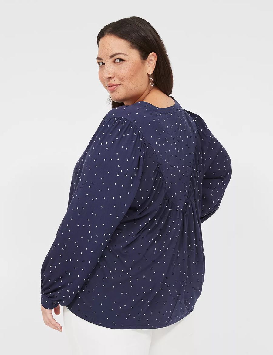 Dámské Košile Lane Bryant Relaxed Button-Front Woven & Knit Top Tmavě Blankyt | CEB9632ZU