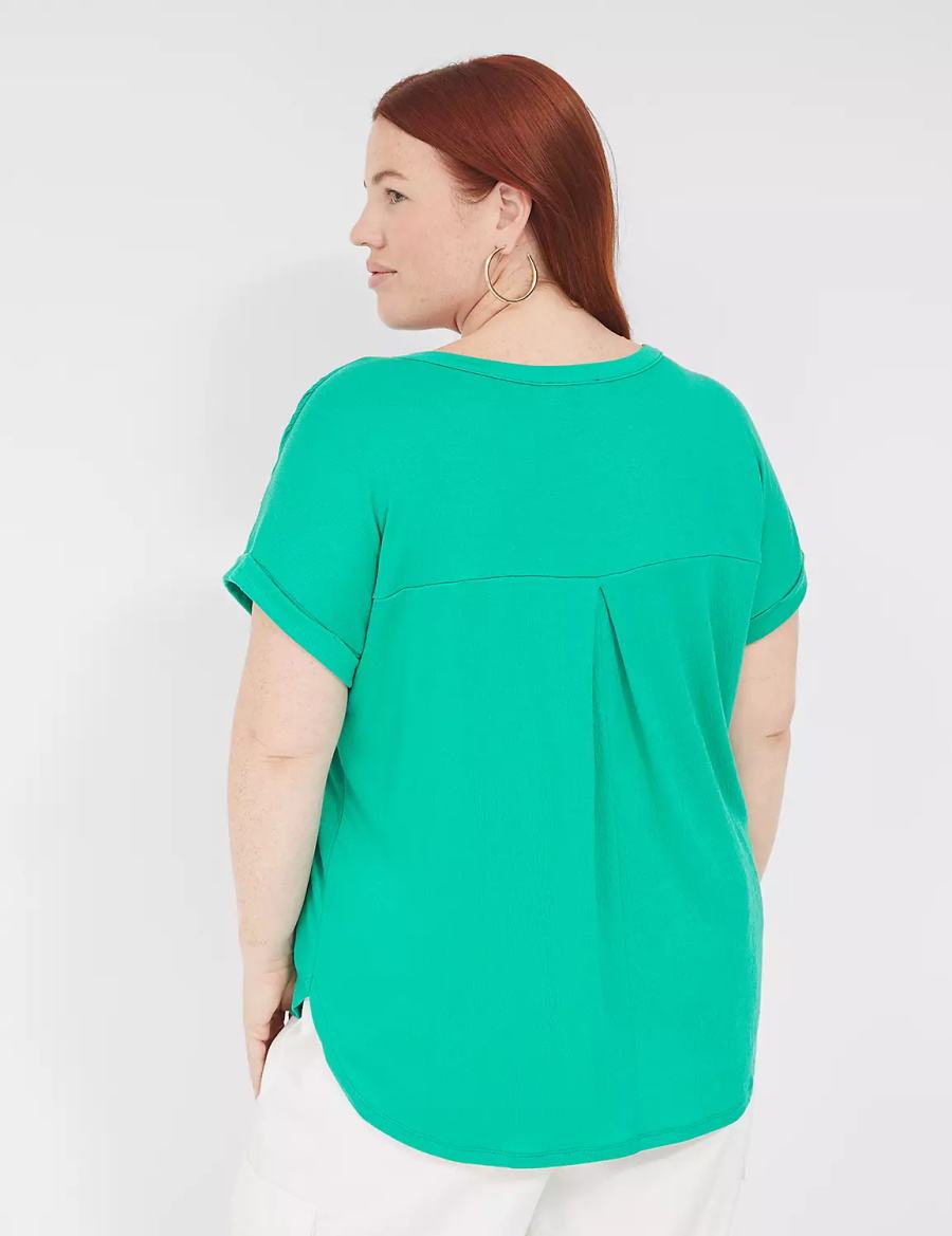 Dámské Košile Lane Bryant Relaxed Gauze Notch-Neck Tyrkysové | UYC9368CA