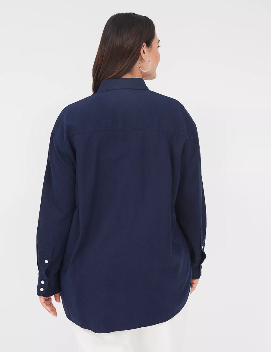 Dámské Košile Lane Bryant Relaxed Linen Button-Down Blankyt | VER3968KJ