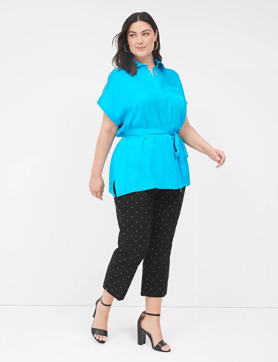 Dámské Košile Lane Bryant Relaxed Satin Dolman-Sleeve Button-Front Tunic Blankyt | NGX7393ZZ