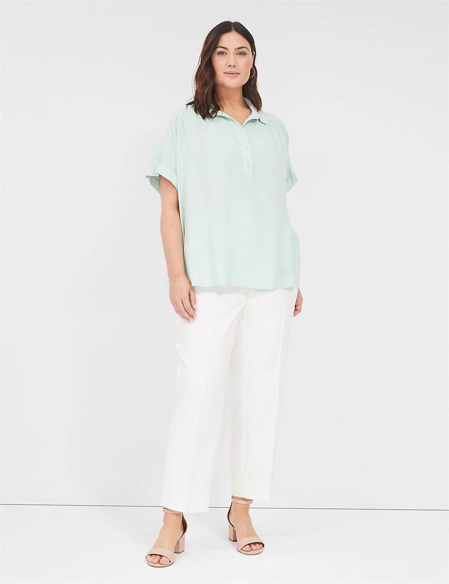 Dámské Košile Lane Bryant Relaxed Short-Sleeve Button-Front Blankyt | CME6456HT