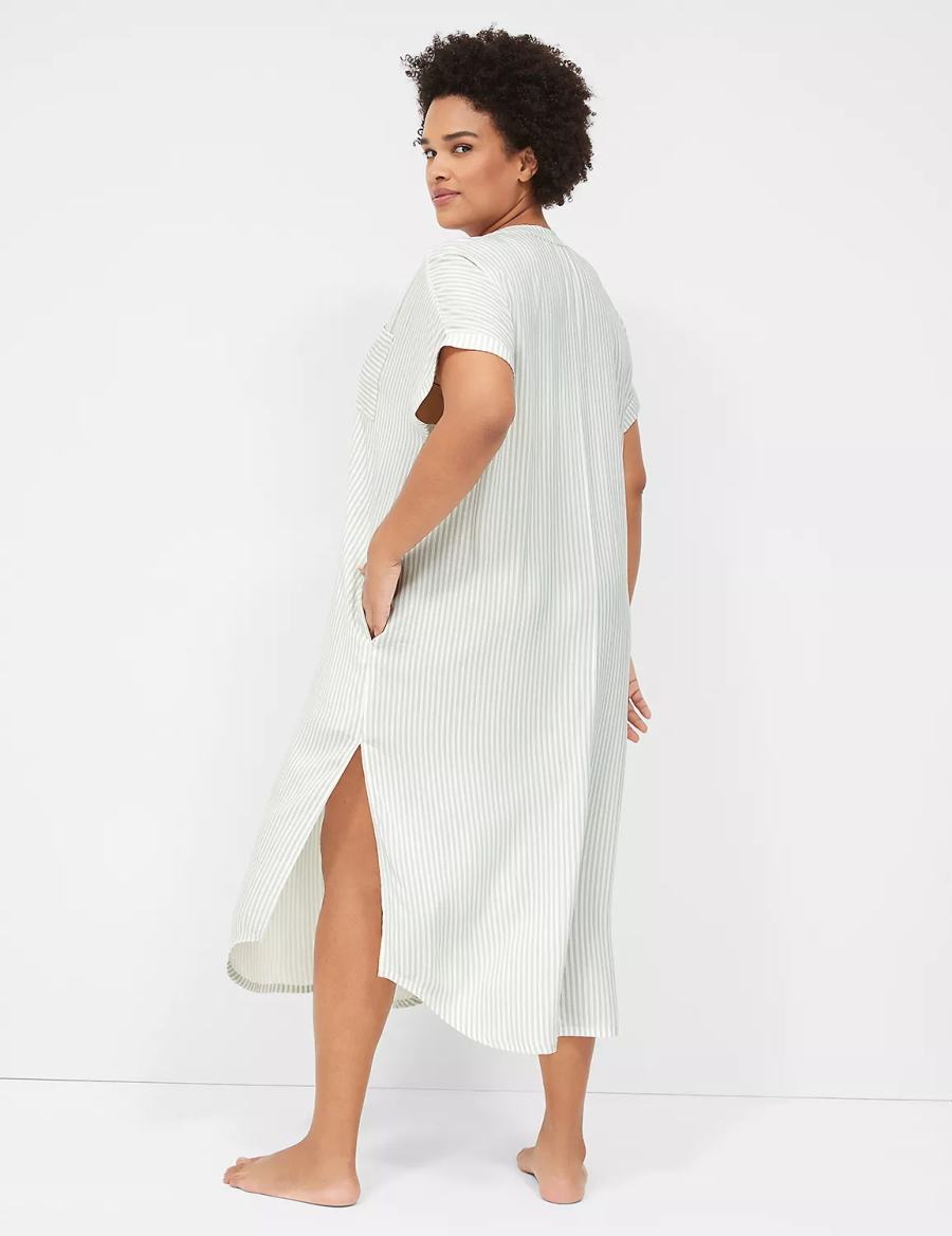 Dámské Košile Lane Bryant Woven Maxi Sleepshirt Bílé Proužek | XSM4967PB