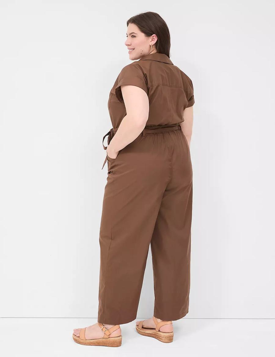 Dámské Kombinéza Lane Bryant Cap-Sleeve Utility Hnědé | JVN540IJ