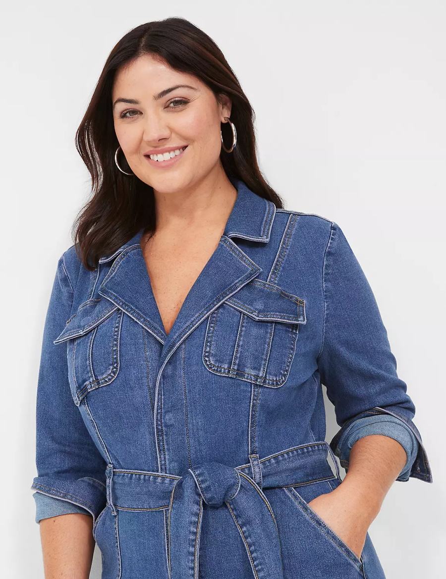 Dámské Kombinéza Lane Bryant Utility Straight Leg Denim Blankyt | VCN222BX