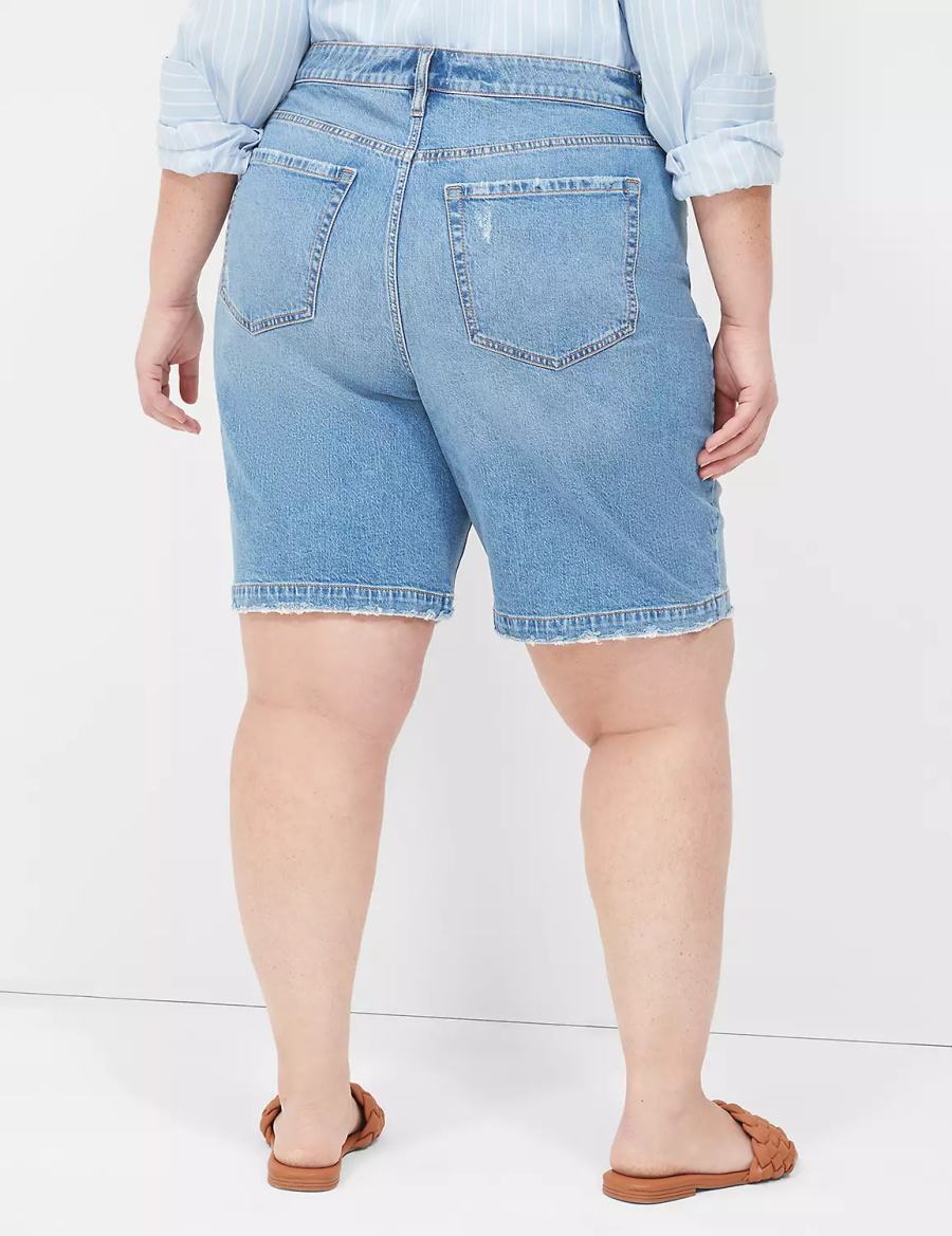 Dámské Kraťasy Lane Bryant Boyfriend Fit Bermuda Jean Blankyt | BZZ3751TL