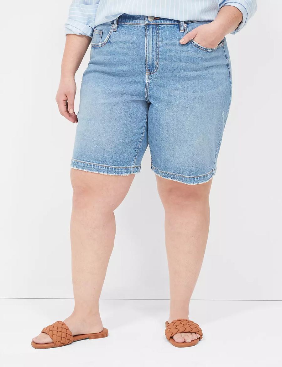 Dámské Kraťasy Lane Bryant Boyfriend Fit Bermuda Jean Blankyt | BZZ3751TL