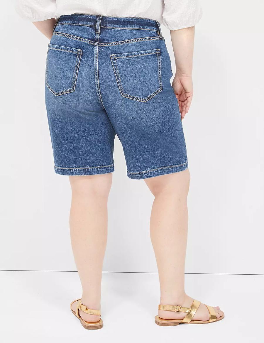 Dámské Kraťasy Lane Bryant Boyfriend Fit Bermuda Jean Blankyt | UXZ3896FA