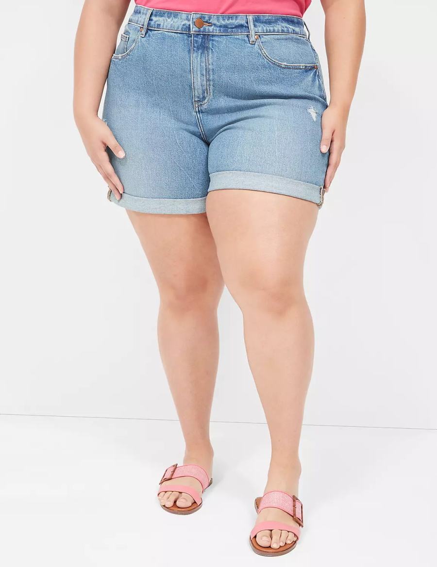 Dámské Kraťasy Lane Bryant Boyfriend Fit Jean Blankyt | IHU8945FF