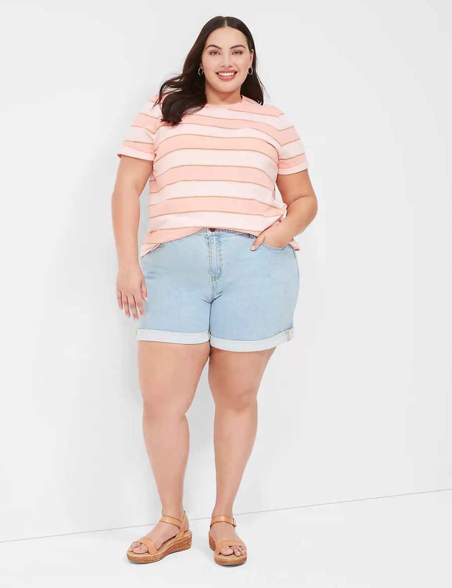 Dámské Kraťasy Lane Bryant Boyfriend Fit Midi Jean Světle Blankyt | GXM333KA