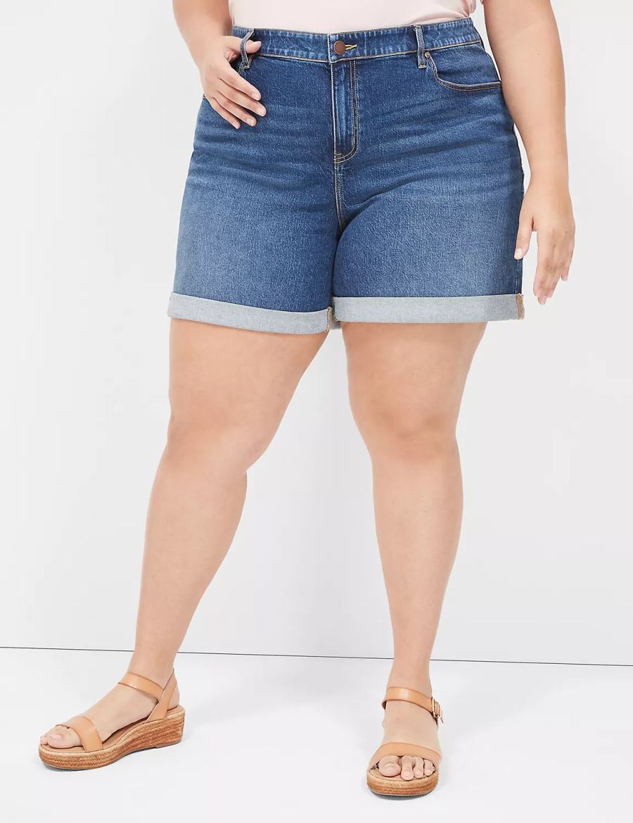 Dámské Kraťasy Lane Bryant Boyfriend Fit Midi Jean Tmavě Blankyt | WQO372JG