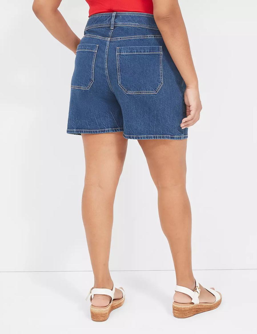 Dámské Kraťasy Lane Bryant High-Rise Utility Jean Světle Blankyt | WIJ746ZH