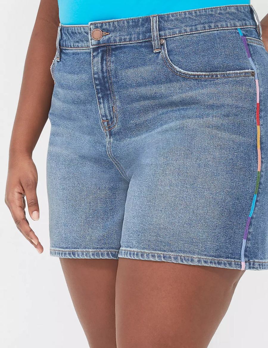 Dámské Kraťasy Lane Bryant Pride Boyfriend Fit Jean With Embroidery Blankyt | QZK5777OM