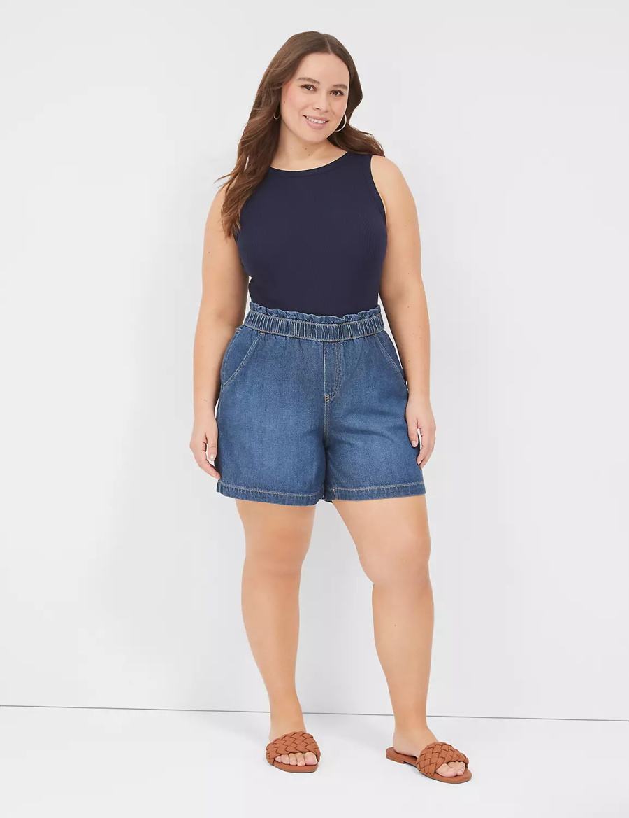 Dámské Kraťasy Lane Bryant Pull-On Fit Flirty Jean Blankyt | DTU2530UM