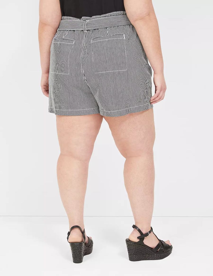 Dámské Kraťasy Lane Bryant Pull-On Fit High-Rise Jean Černé Proužek | XGO3940OE