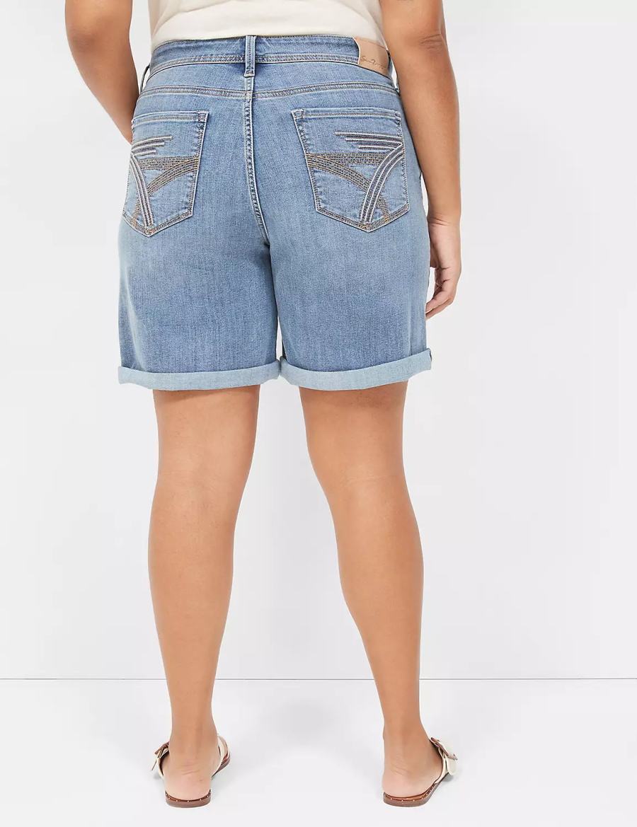 Dámské Kraťasy Lane Bryant Seven7 Weekender Jean With Painted Details Tmavě Blankyt | POI7956GU