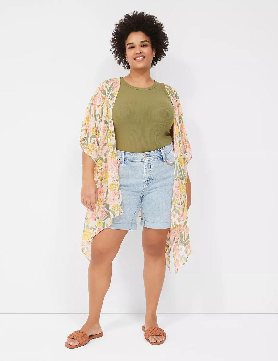 Dámské Kraťasy Lane Bryant Seven7 Weekender Jean With Colorful Stitching Blankyt | XXZ3013KX