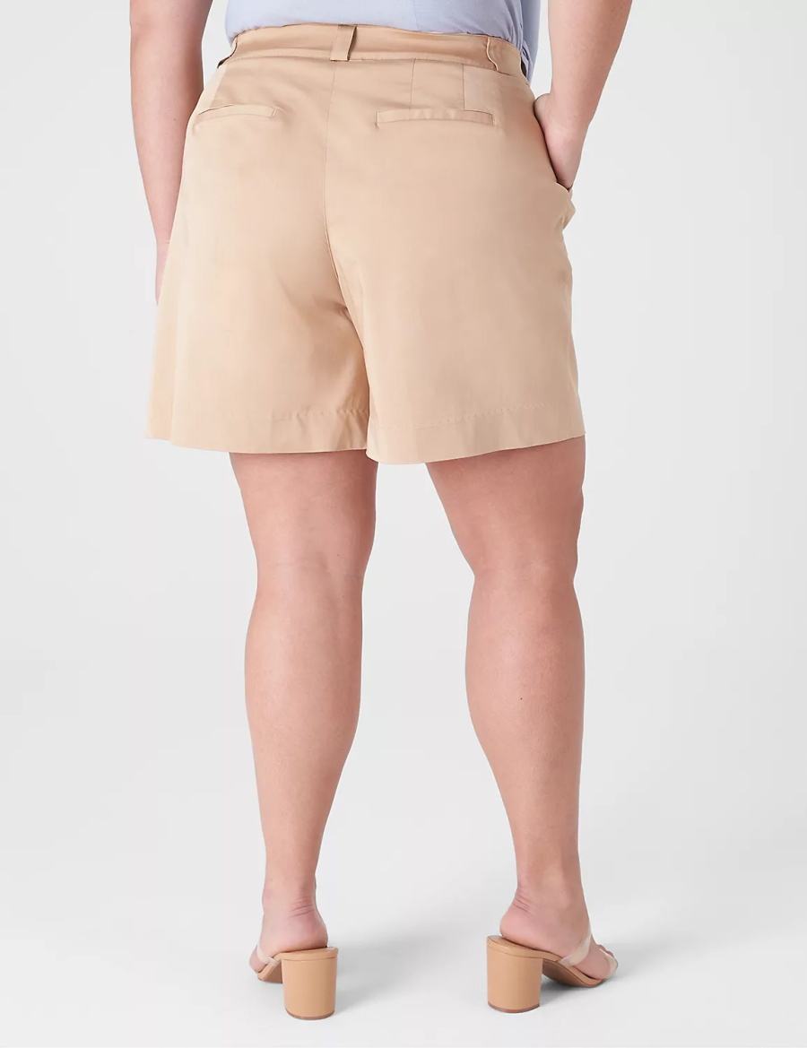 Dámské Kraťasy Lane Bryant Silky Chino City Béžový | EAI682RP