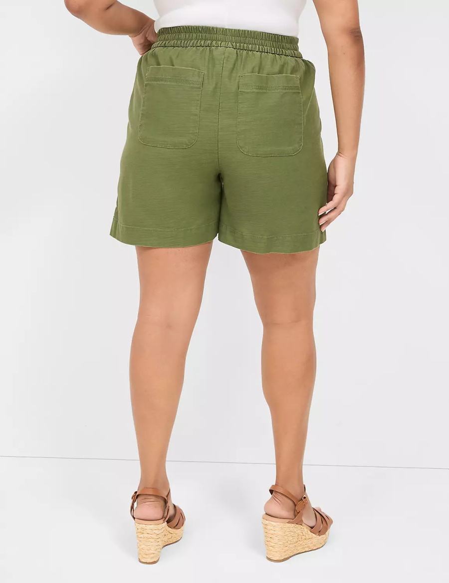 Dámské Kraťasy Lane Bryant Slub Pull-On Zelene | NFC5768LQ