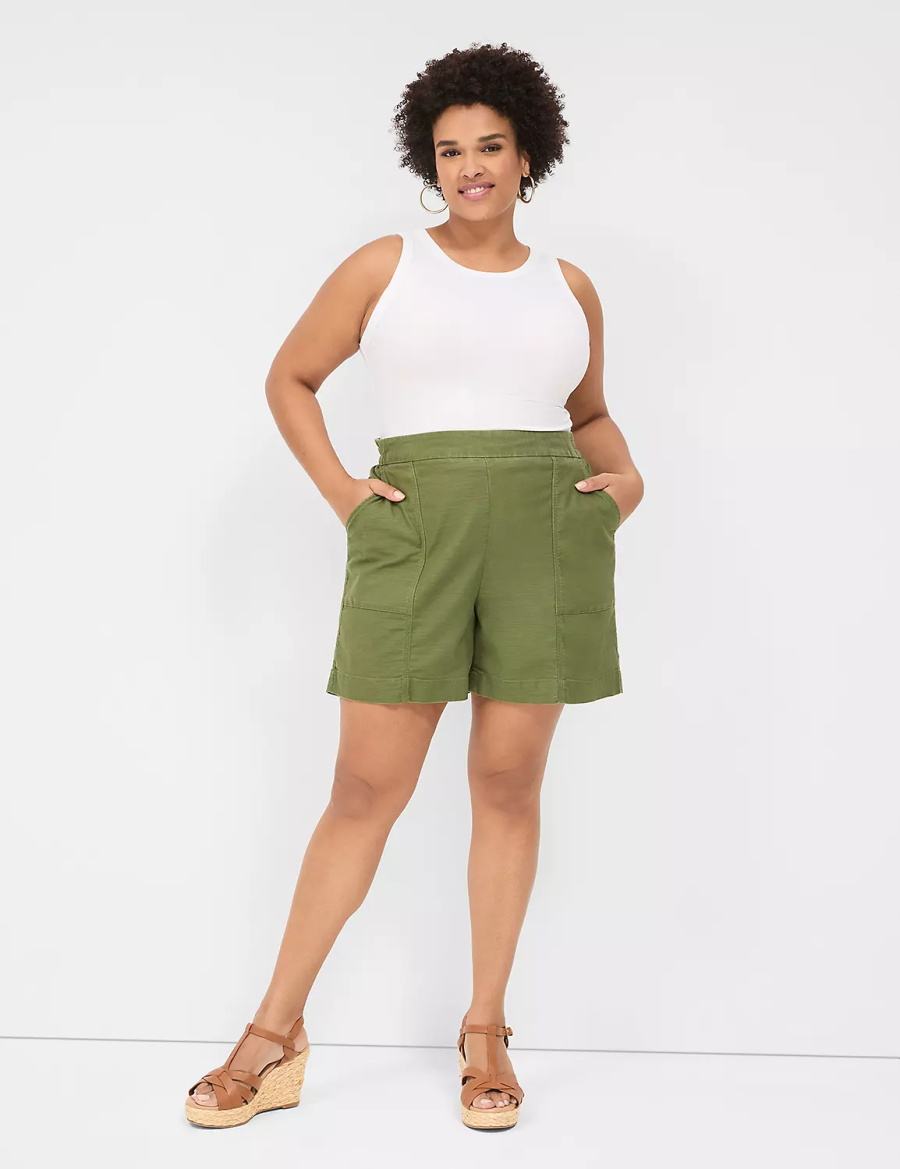 Dámské Kraťasy Lane Bryant Slub Pull-On Zelene | NFC5768LQ