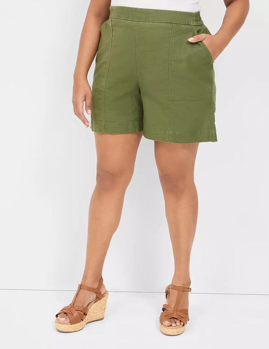 Dámské Kraťasy Lane Bryant Slub Pull-On Zelene | NFC5768LQ