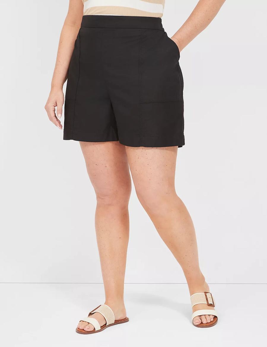 Dámské Kraťasy Lane Bryant Slub Pull-On Černé | QDI2119XJ