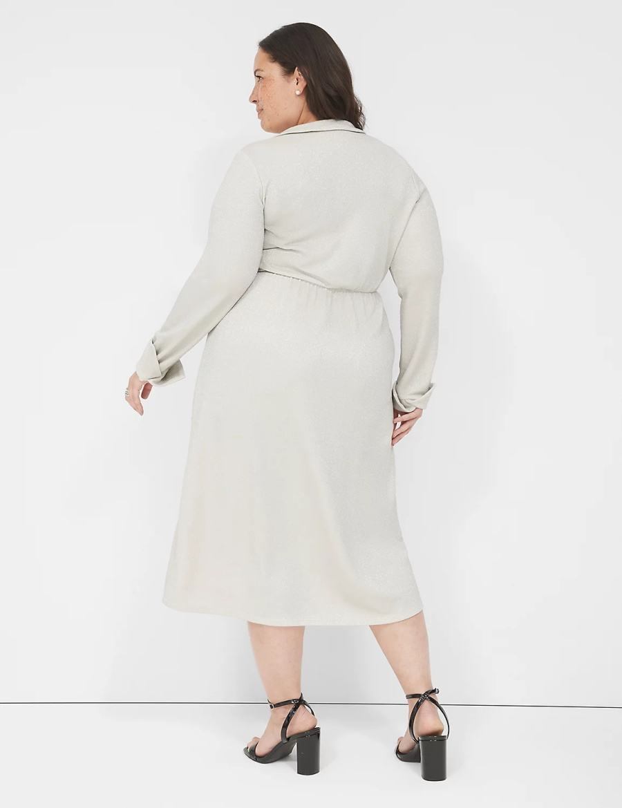 Dámské Maxi Šaty Lane Bryant Lurex Faux-Wrap Collar Šedé | JCH9679SM