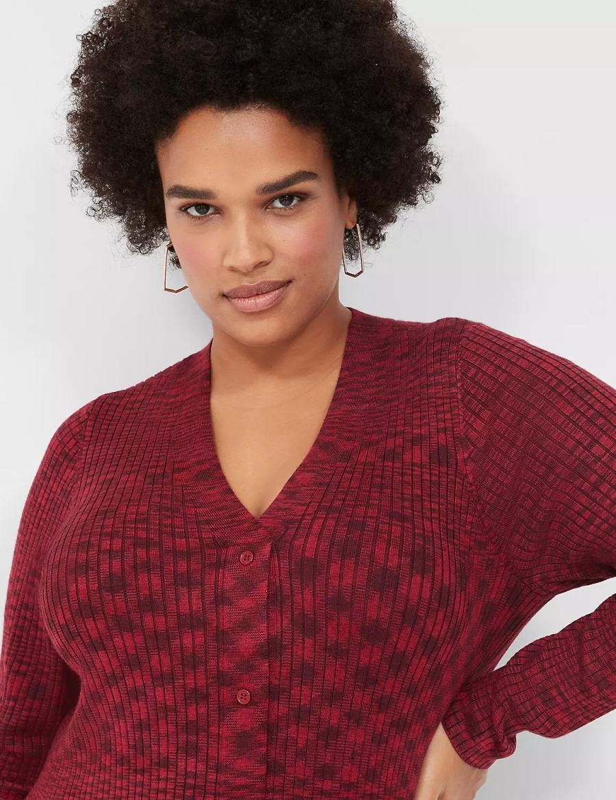 Dámské Midi Šaty Lane Bryant V-Neck Rib Sweater Tmavě Červené | BOV158XG