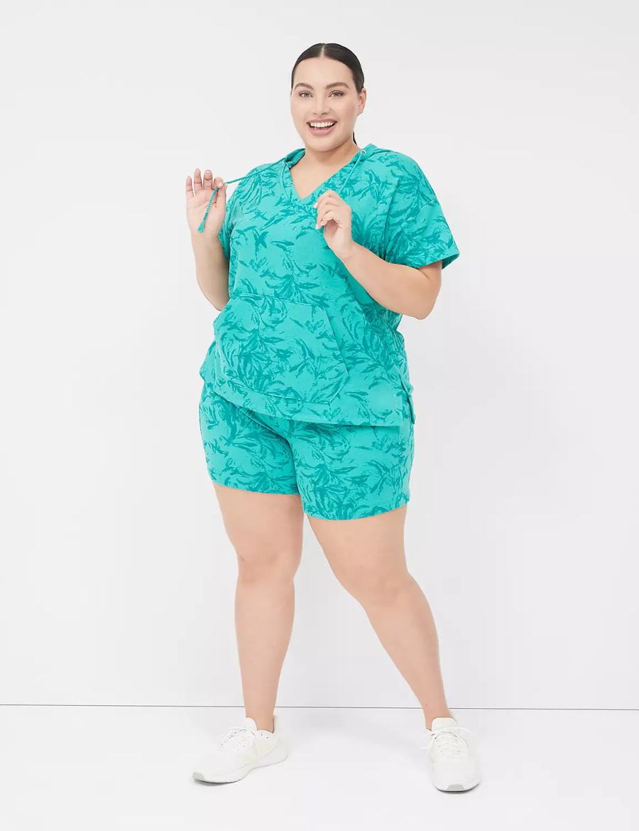 Dámské Mikina s Kapucí Lane Bryant LIVI Short-Sleeve French Terry Tyrkysové | LWY8023QZ