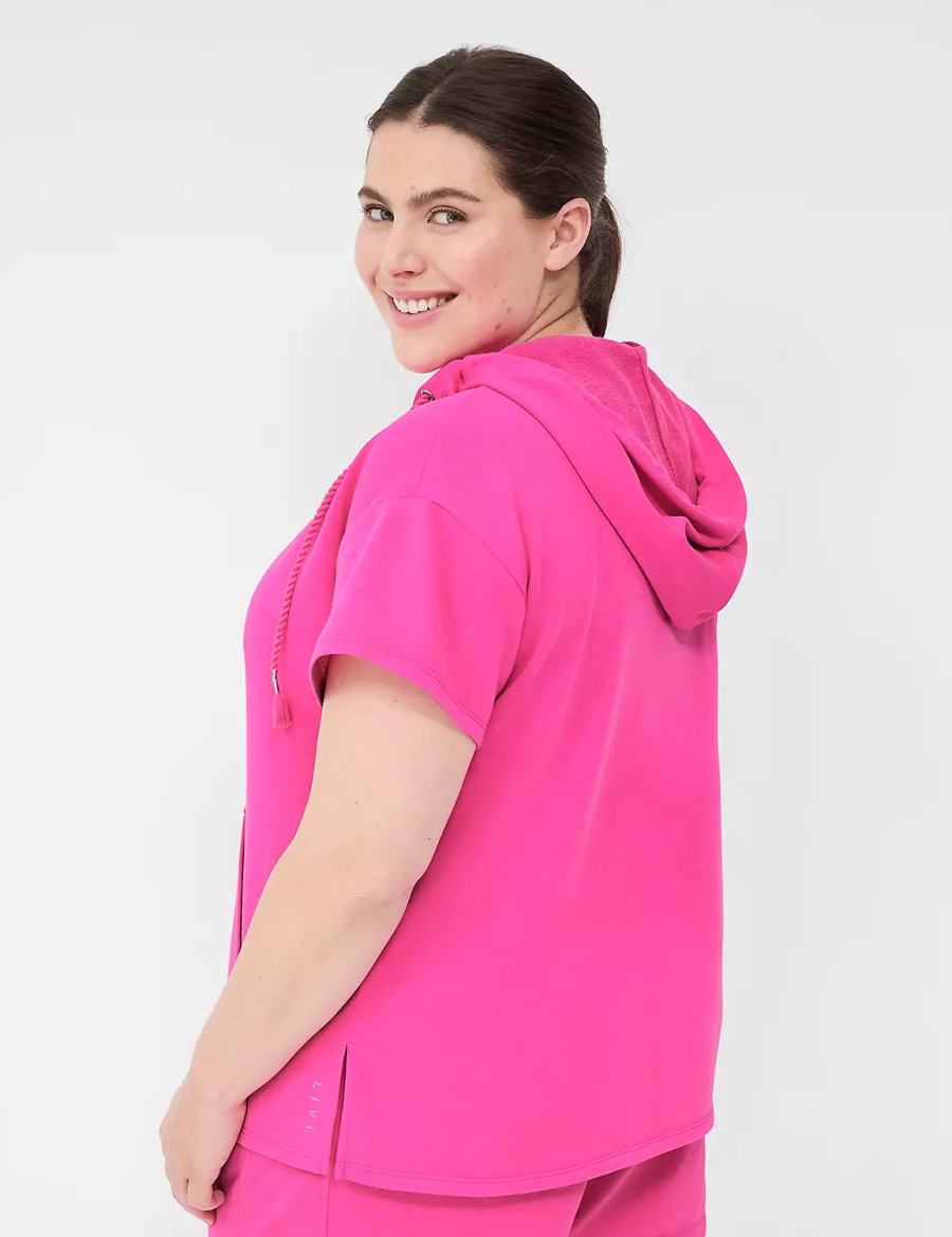 Dámské Mikina s Kapucí Lane Bryant LIVI Short-Sleeve French Terry Růžové | EKU1039VT