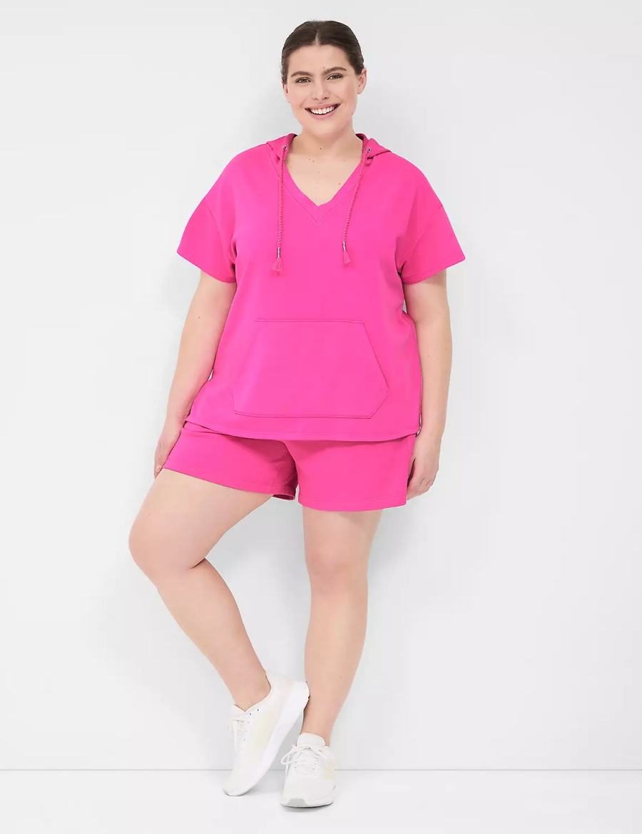 Dámské Mikina s Kapucí Lane Bryant LIVI Short-Sleeve French Terry Růžové | EKU1039VT