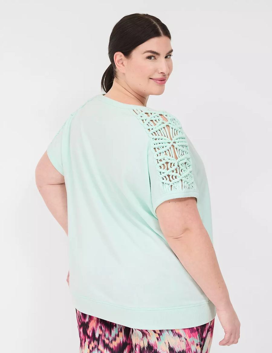 Dámské Mikiny Lane Bryant LIVI French Terry Macrame Zelene | QFU79EK