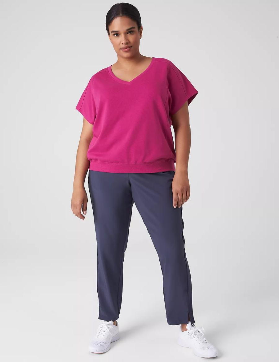 Dámské Mikiny Lane Bryant LIVI French Terry Short-Sleeve Fuchsie | VKD8584GA