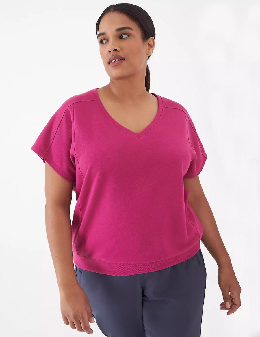 Dámské Mikiny Lane Bryant LIVI French Terry Short-Sleeve Fuchsie | VKD8584GA