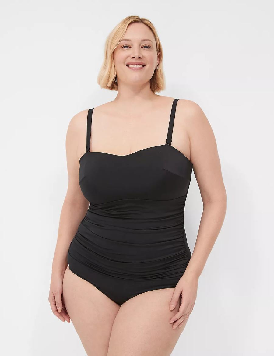 Dámské Plavky Lane Bryant No-Wire Multi-Way Strapless One-Piece Černé | HDT8821GP