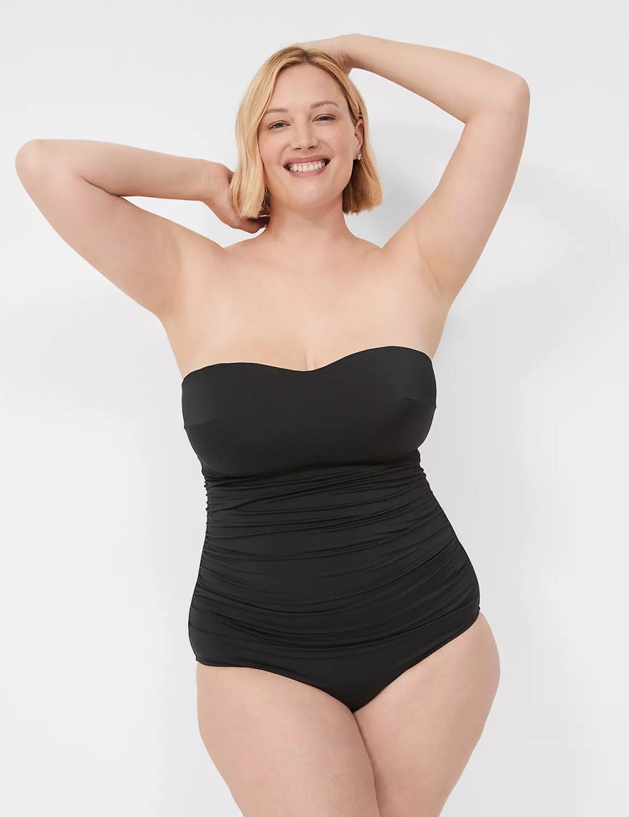 Dámské Plavky Lane Bryant No-Wire Multi-Way Strapless One-Piece Černé | HDT8821GP