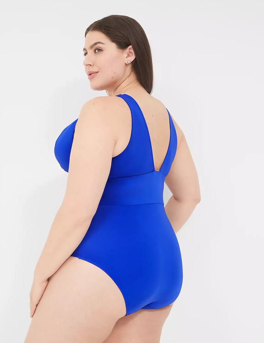 Dámské Plavky Lane Bryant No-Wire Plunge One-Piece Blankyt | XND8111WL