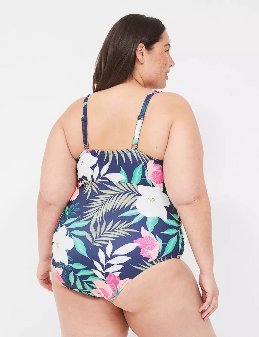 Dámské Plavky Lane Bryant No-Wire Wrap One-Piece Tmavě Blankyt | ULO2534VS