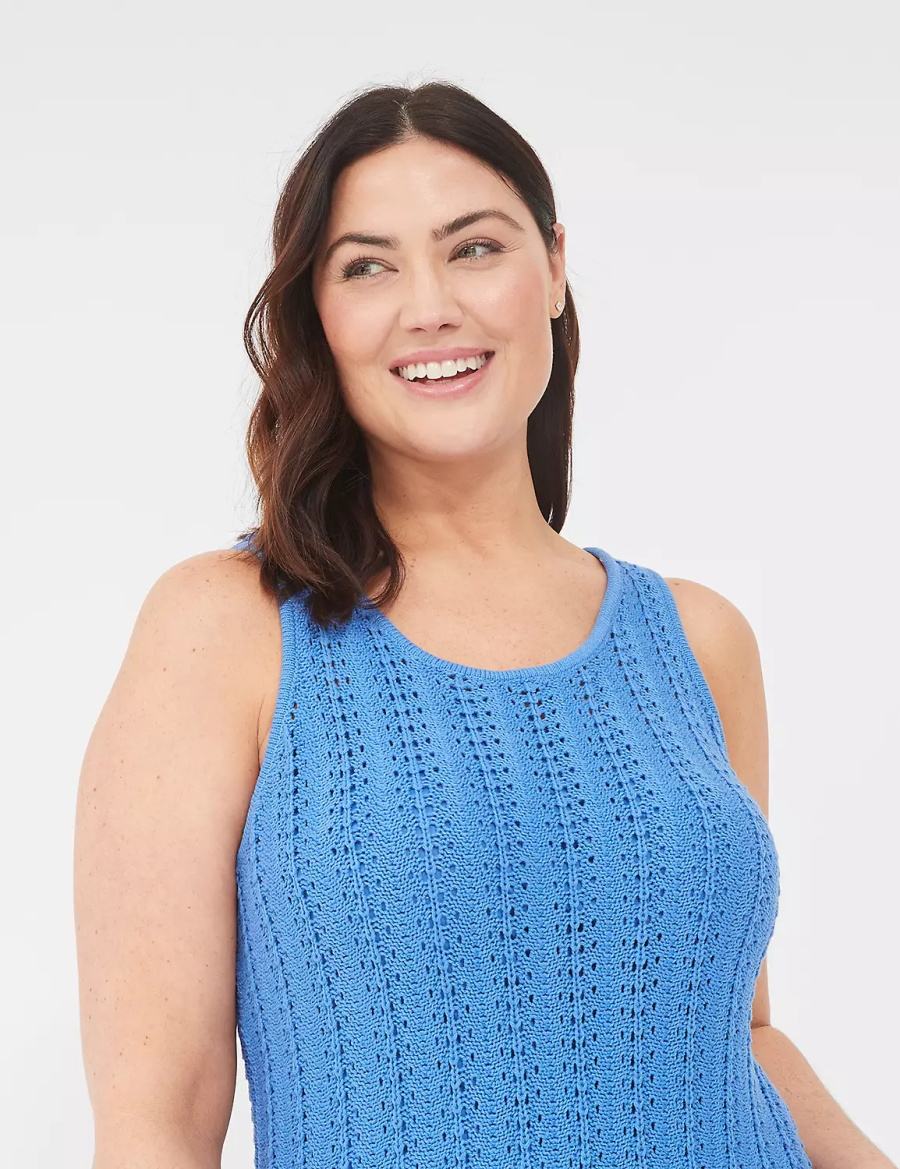 Dámské Pletené Šaty Lane Bryant Sleeveless Scoop-Neck Midi Sweater Blankyt | IZK8559ZV