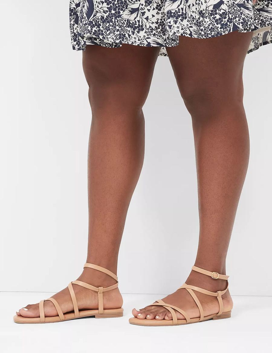 Dámské Ploché Sandály Lane Bryant Dream Cloud Ankle-Strap Faux-Leather Gladiator Hnědé | OWS1861OZ