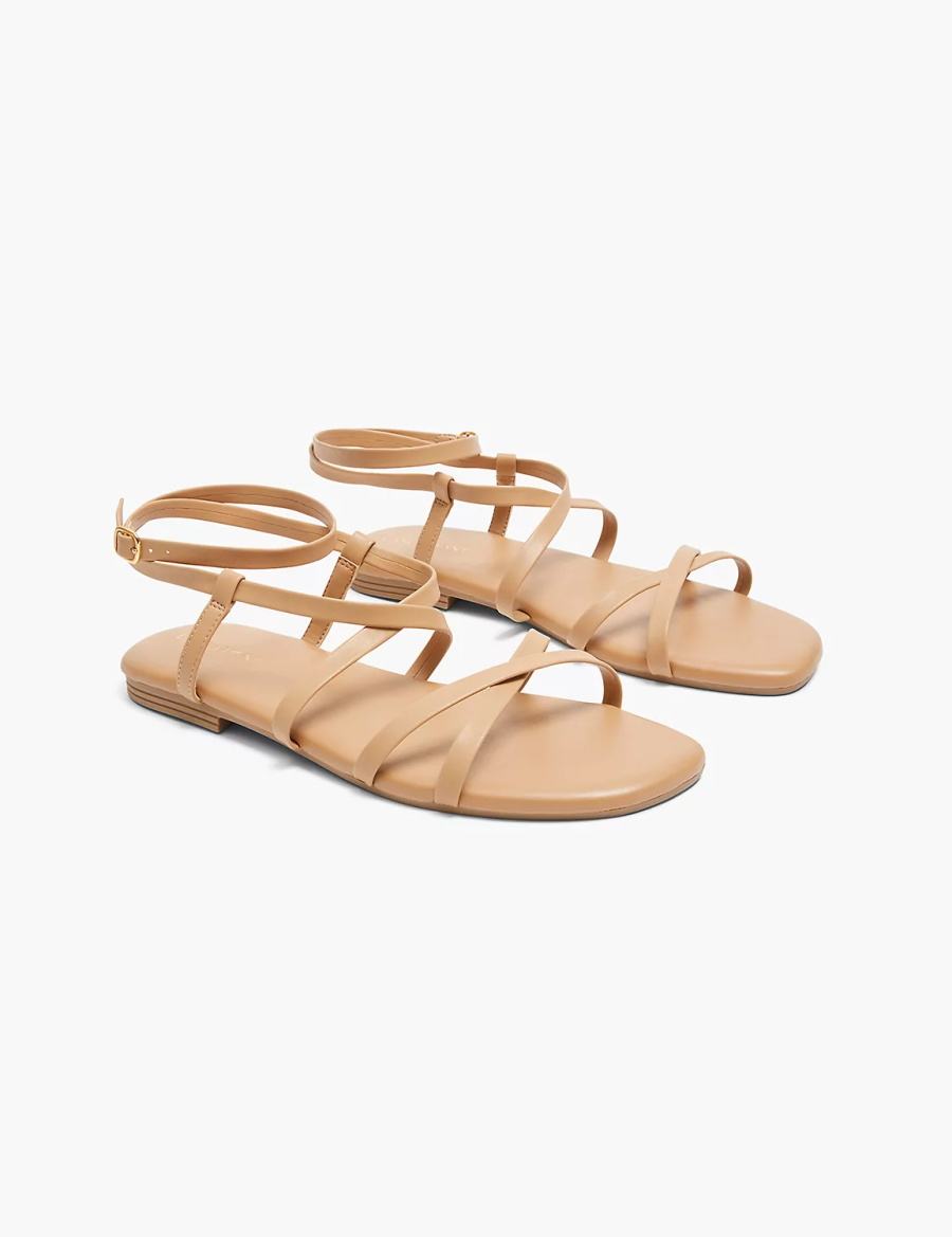 Dámské Ploché Sandály Lane Bryant Dream Cloud Ankle-Strap Faux-Leather Gladiator Hnědé | OWS1861OZ