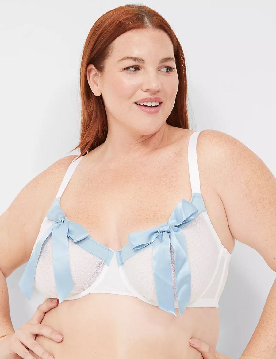 Dámské Podprsenka Balkonetová Lane Bryant Bow-Front Sheer Unlined Bílé | PXE386PM