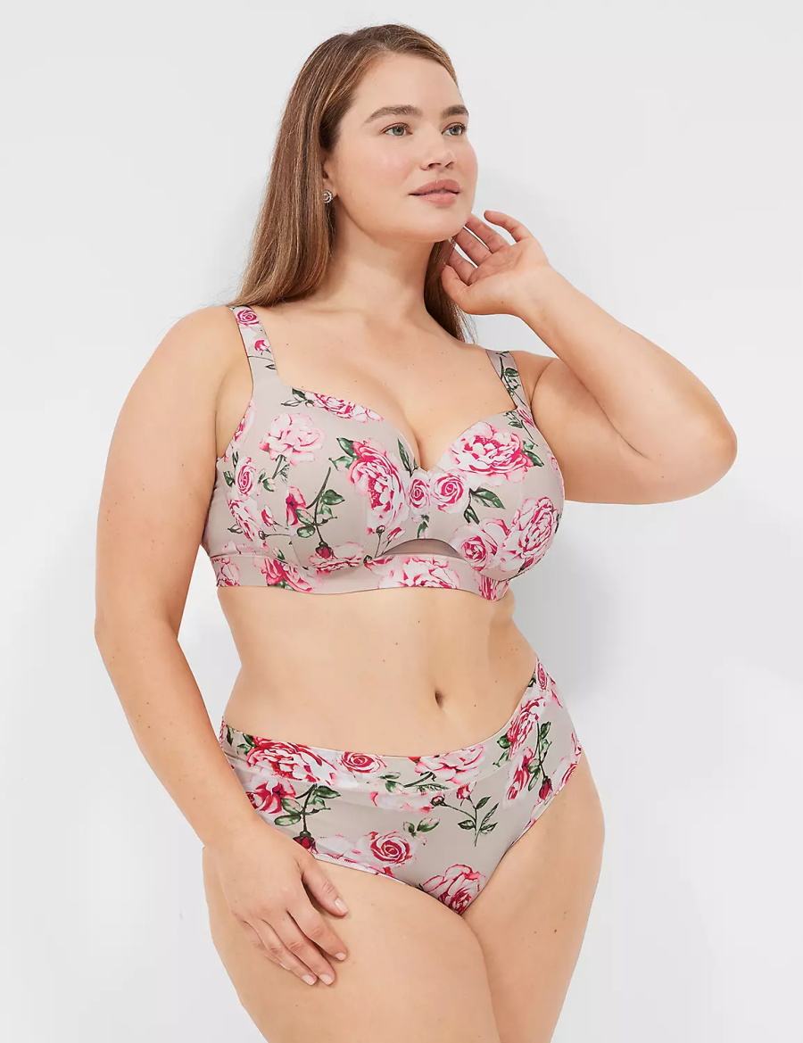 Dámské Podprsenka Balkonetová Lane Bryant Comfort Bliss Lightly Lined Růžové Šedé | GPB681SR