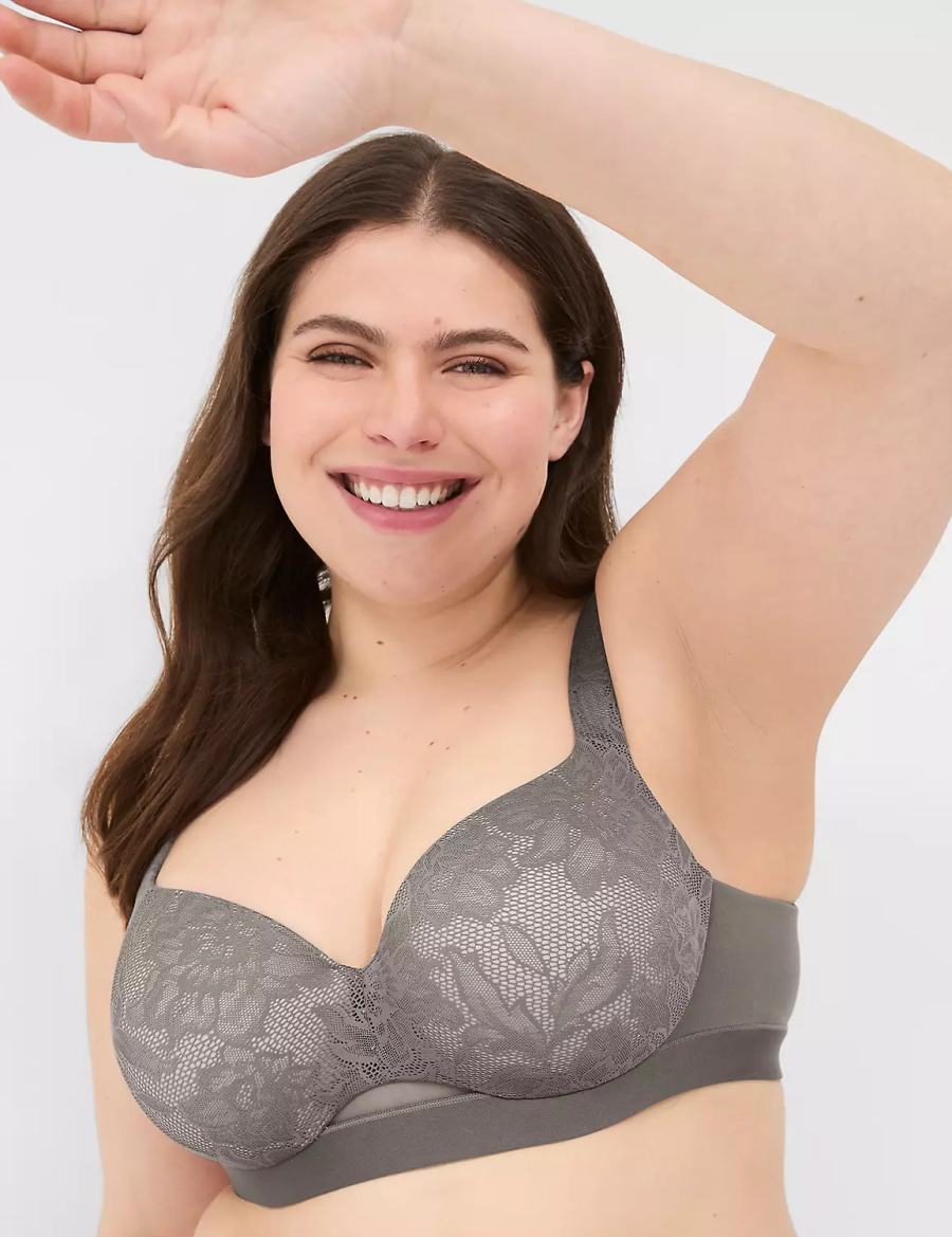 Dámské Podprsenka Balkonetová Lane Bryant Comfort Bliss Lightly Lined With Lace Tmavě Šedé | UWK2798PC