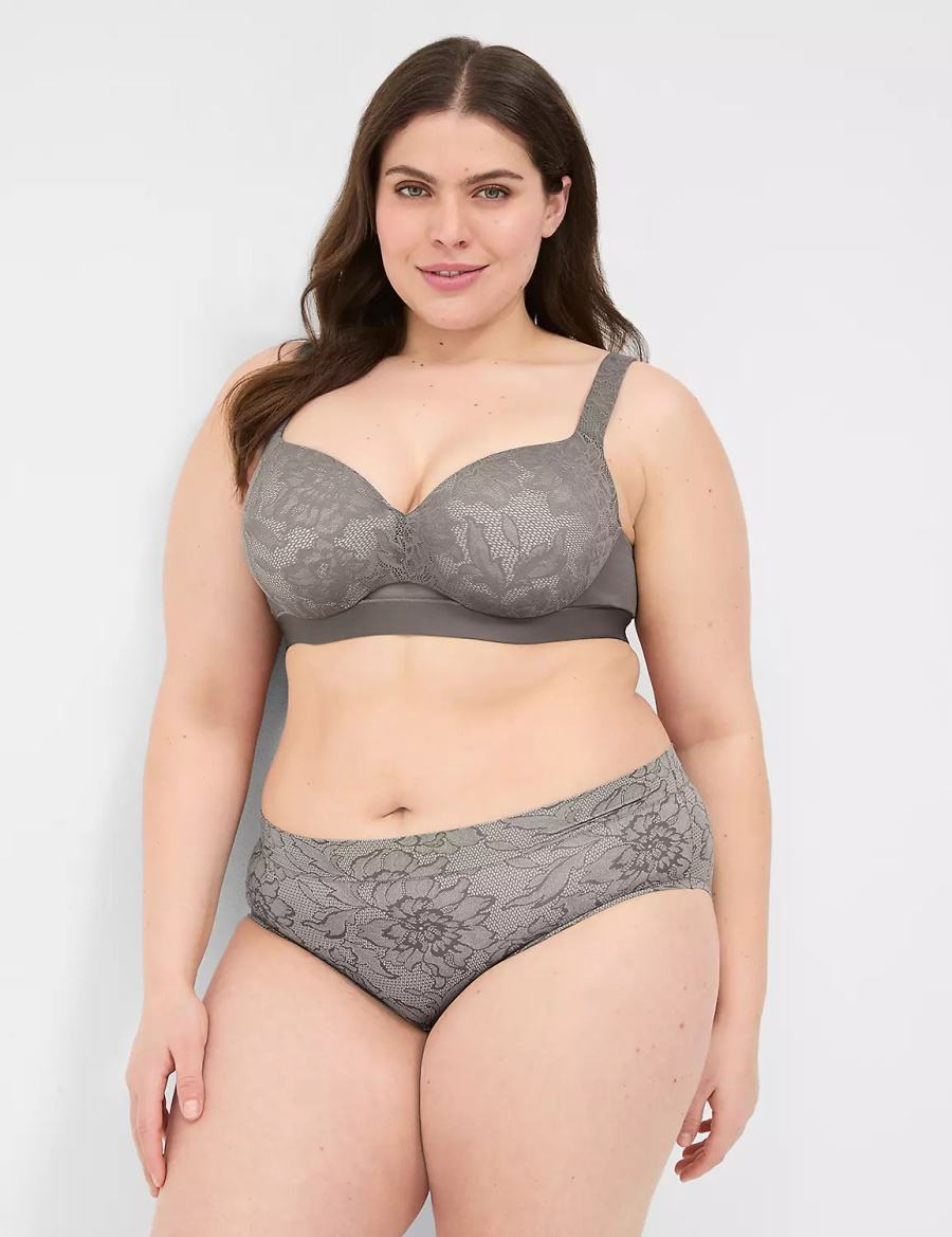 Dámské Podprsenka Balkonetová Lane Bryant Comfort Bliss Lightly Lined With Lace Tmavě Šedé | UWK2798PC