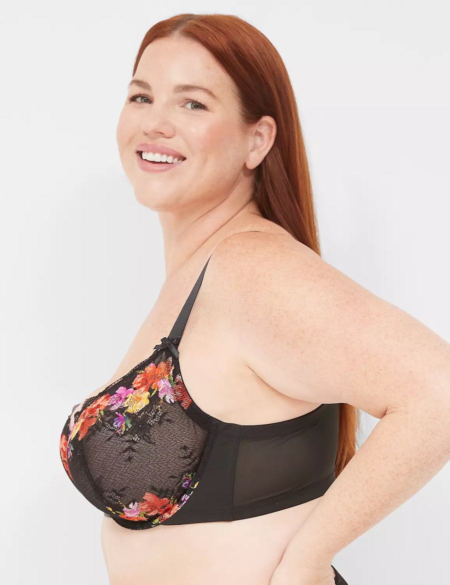 Dámské Podprsenka Balkonetová Lane Bryant Digital Print Lace Unlined Černé | FBO257NQ