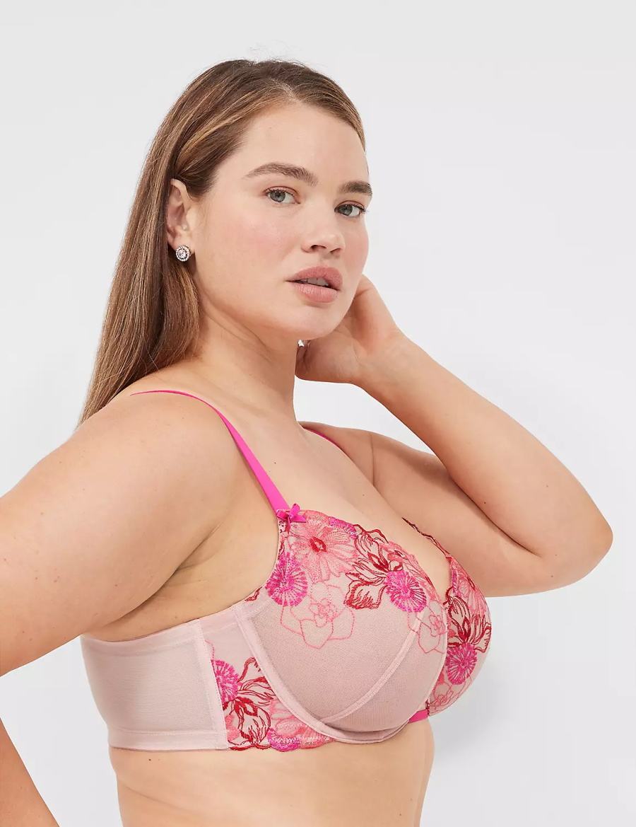 Dámské Podprsenka Balkonetová Lane Bryant Embroidered Unlined Růžové Růžové | KQZ2917DQ