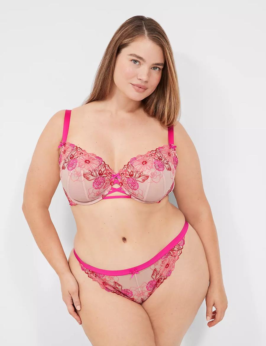 Dámské Podprsenka Balkonetová Lane Bryant Embroidered Unlined Růžové Růžové | KQZ2917DQ